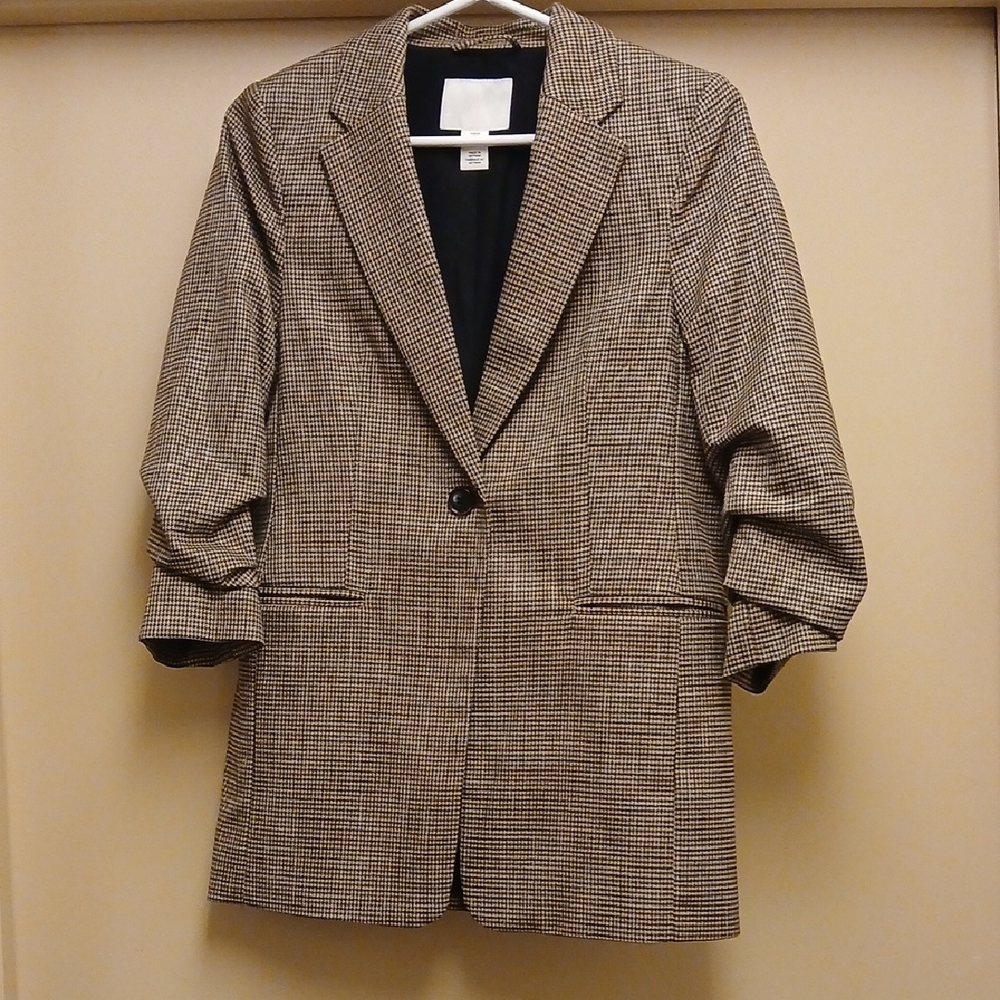 H&M Women's Classic Brown Pattern Blazer |  Size XS